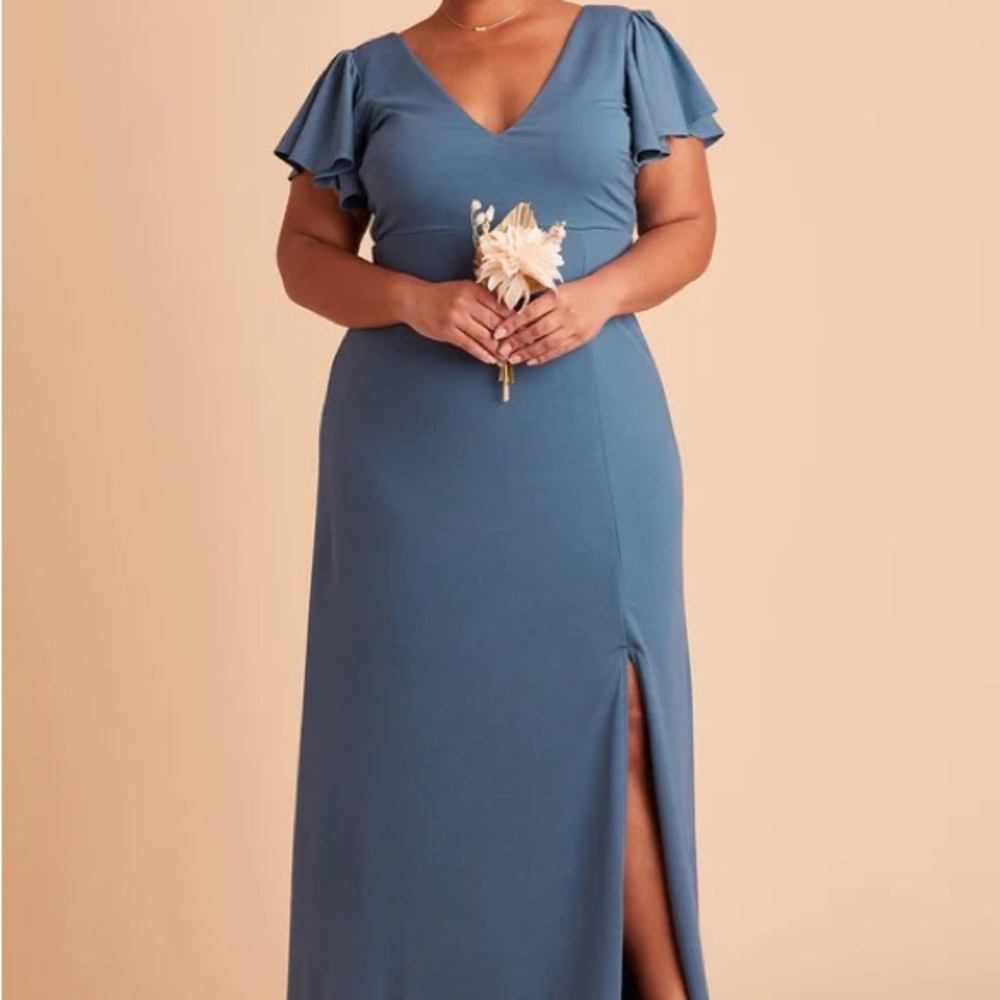 NWT Birdy Grey XL Twilight Blue Hannah Crepe Bridesmaid Dress